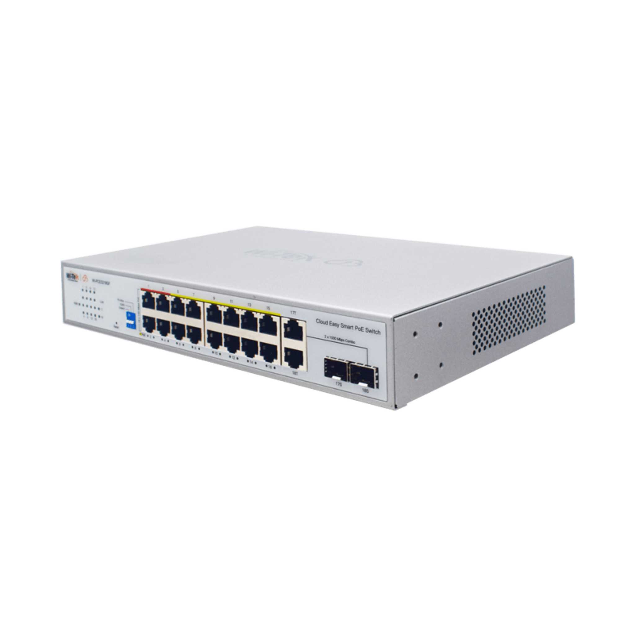 Switch PoE / Administración en la nube / Con 4 puertos 10/100 Mbsp PoE af/at / 2 Puertos Uplink 10/100 MBPS / Presupuesto 60 W / PoE hasta 250 metros / Soporta protocolo ONVIF
