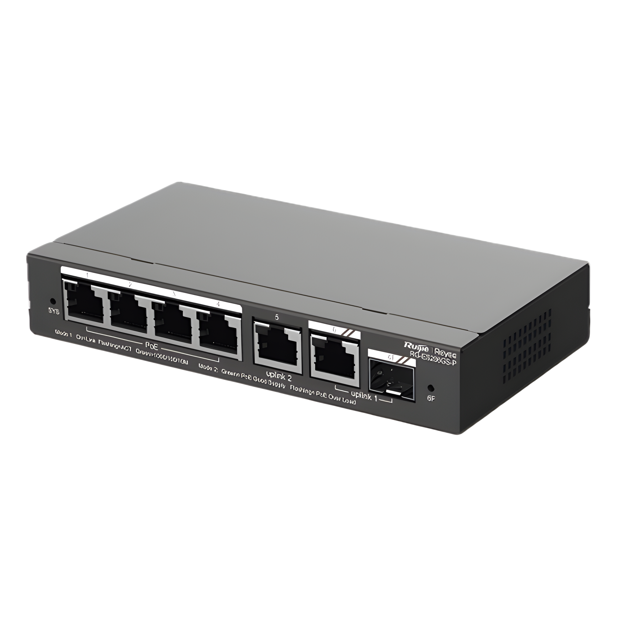 Switch Administrable Cloud 4 puertos Gigabit PoE+, 1 LAN Gigabit y 1 SFP, 54W — RUIJIE · SKU RG-ES206GS-P