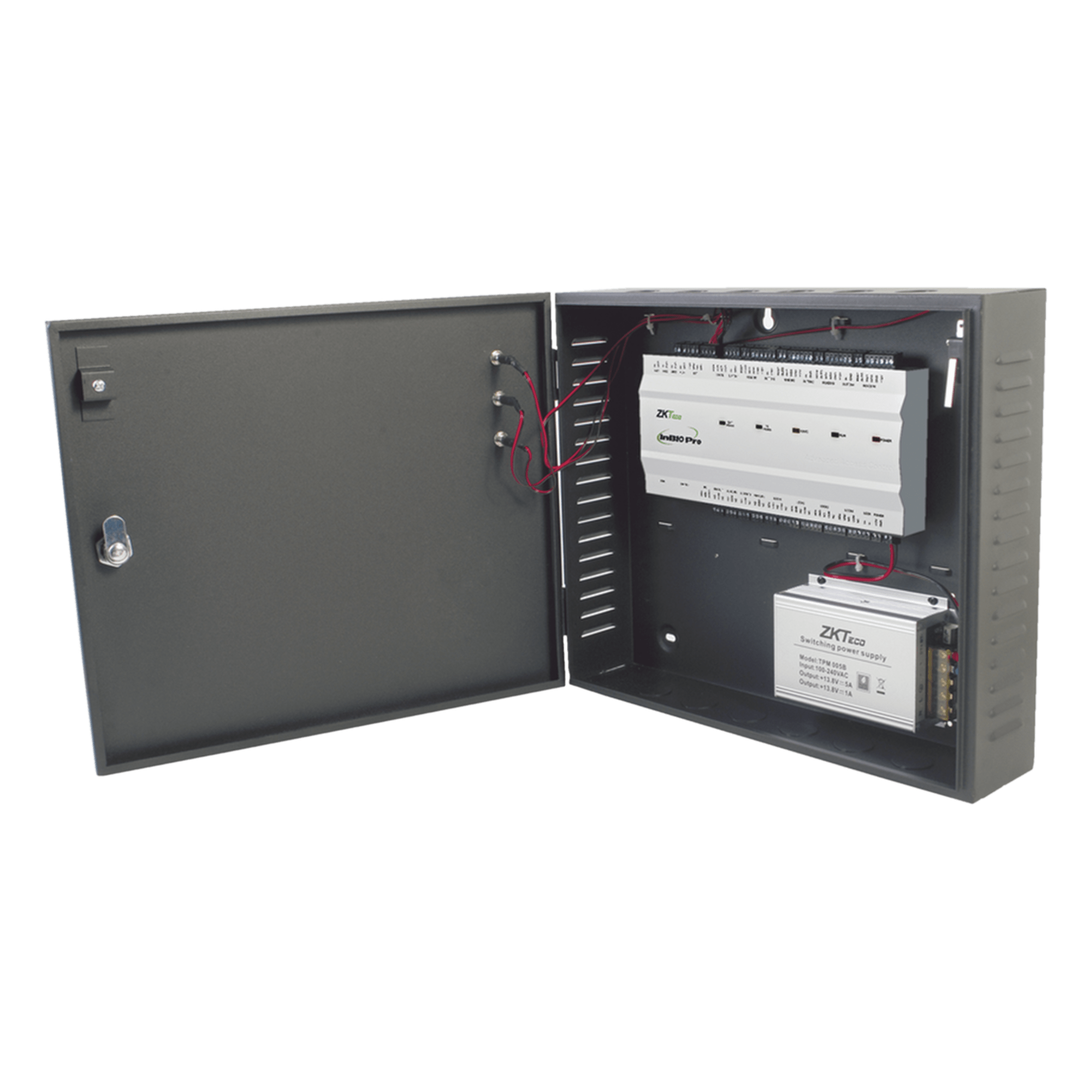 Controlador de Acceso 4 Puertas / 20,000 Huellas 30,000 Tarjetas / ADMS PUSH / TCP/IP / Gabinete y Fuente 12V 5A — ZKTECO · SKU INBIO-460PRO-20K