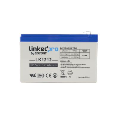 Batería de respaldo 12 V | 12 Ah | AGM | Especial para Seguridad Electrónica | UPS | Sistemas de Emergencia | Vida útil 5 años | Terminales F1 + Adaptador F2