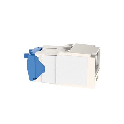 Conector Jack RJ45 Estilo TG con Ventana, Mini-Com, Categoría 6A, de 8 Posiciones y 8 Cables, Color Blanco
