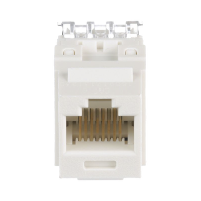 Conector Jack Estilo 110 (de Impacto), Tipo Keystone, Categoría 6, de 8 Posiciones y 8 Cables, Color Blanco Mate