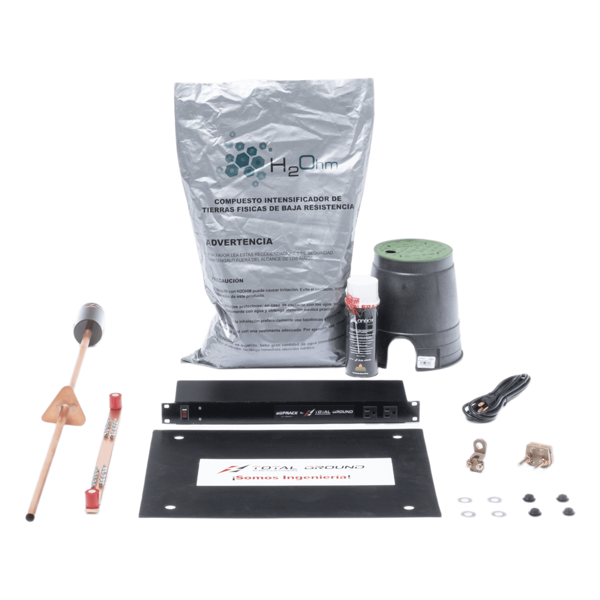 Kit de Tierra Física Recomendada para Cuartos de Telecomunicaciones de Bajo Consumo — TOTAL GROUND · SKU KIT-VARI-SITE