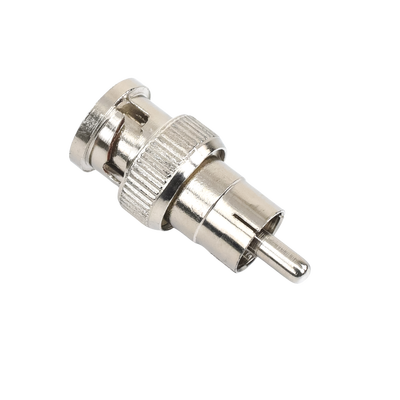 Adaptador en Línea para 75 Ohm, de Conector BNC Macho a RCA Macho en Aplicaciones de Audio-Video para Cámaras, Monitores y DVR's.