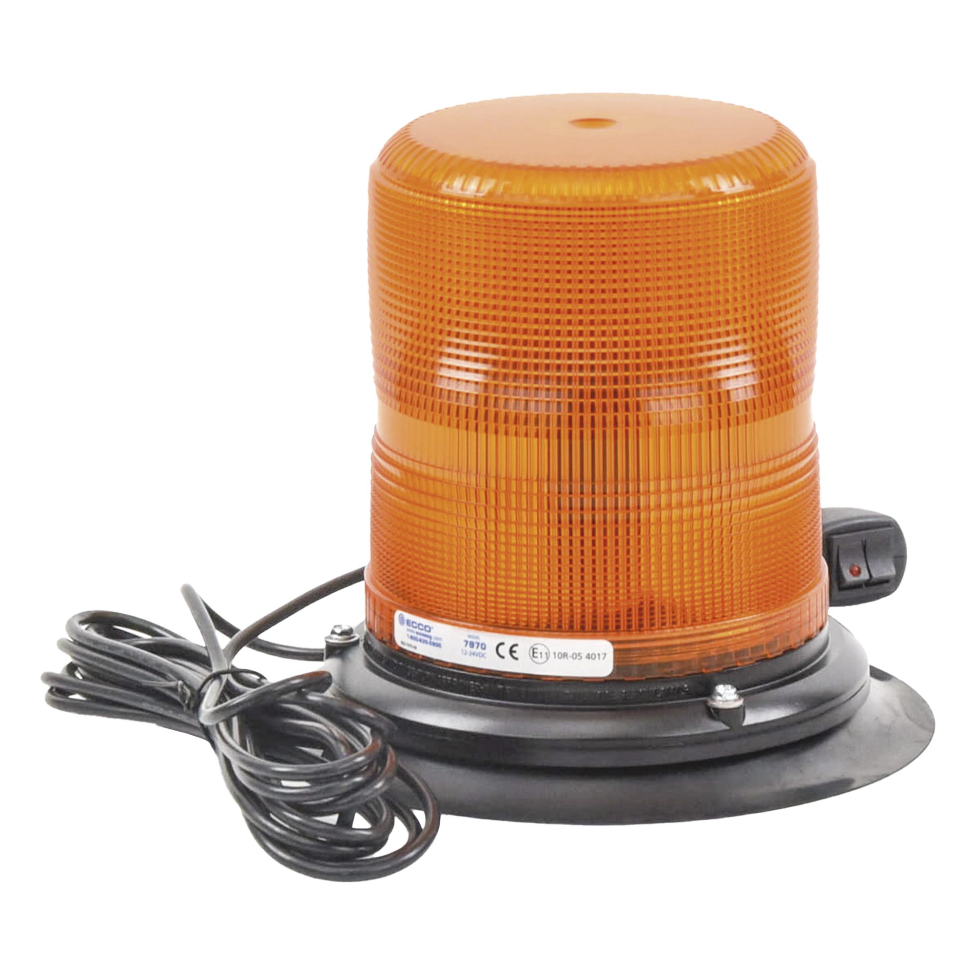 Baliza LED de Advertencia / 7 Pulgadas / Ámbar / SAE Clase I / 11 Patrones de Destello / 12-24 VDC / Montaje Magnético