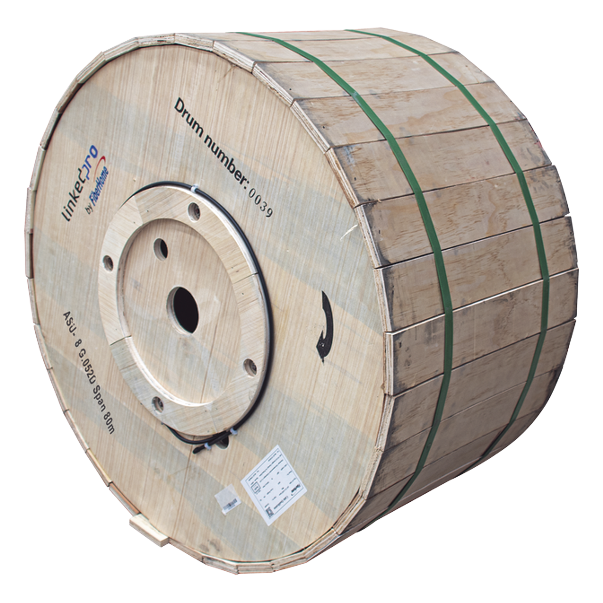 Carrete de 4 Kilómetros de Fibra Óptica Aérea Mini ADSS (ASU) G.652D, Monomodo de 8 Hilos, Exterior, Span 80, Loose Tube — LINKEDPRO BY FIBERHOME · SKU MINI-ADSS-08C/4KM