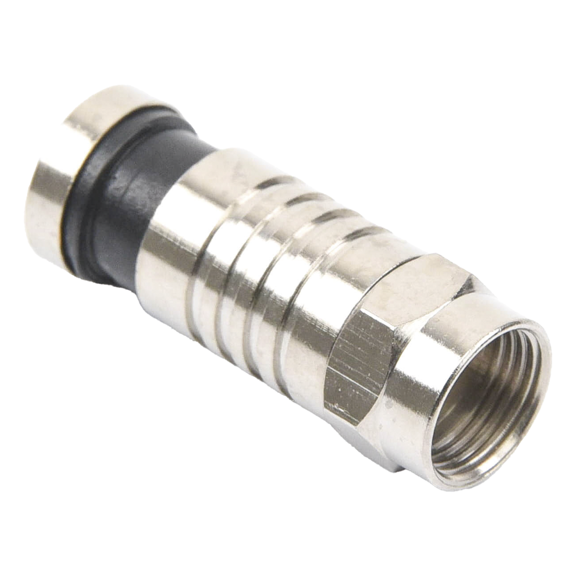Conector F Macho / Compresión en Línea / Cable RG-59 / Cuerpo Bronce Niquelado / Contacto Oro / Aislante Teflón