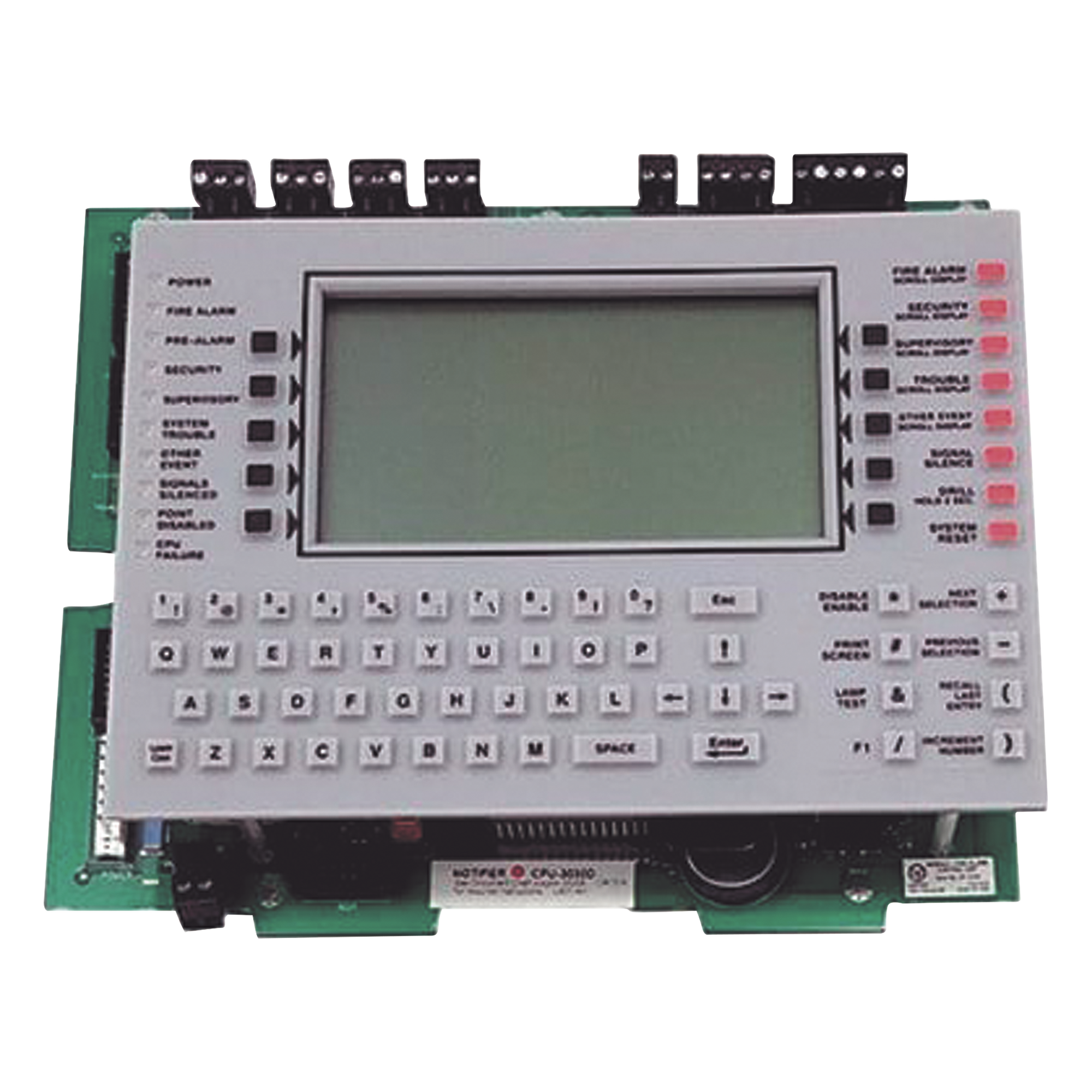 Unidad Central de Procesamiento / Pantalla LCD 640 Caracteres / Teclado QWERTY / 10 Lazos SLC / 3180 Dispositivos / Red 200 Nodos — NOTIFIER · SKU CPU2-3030D