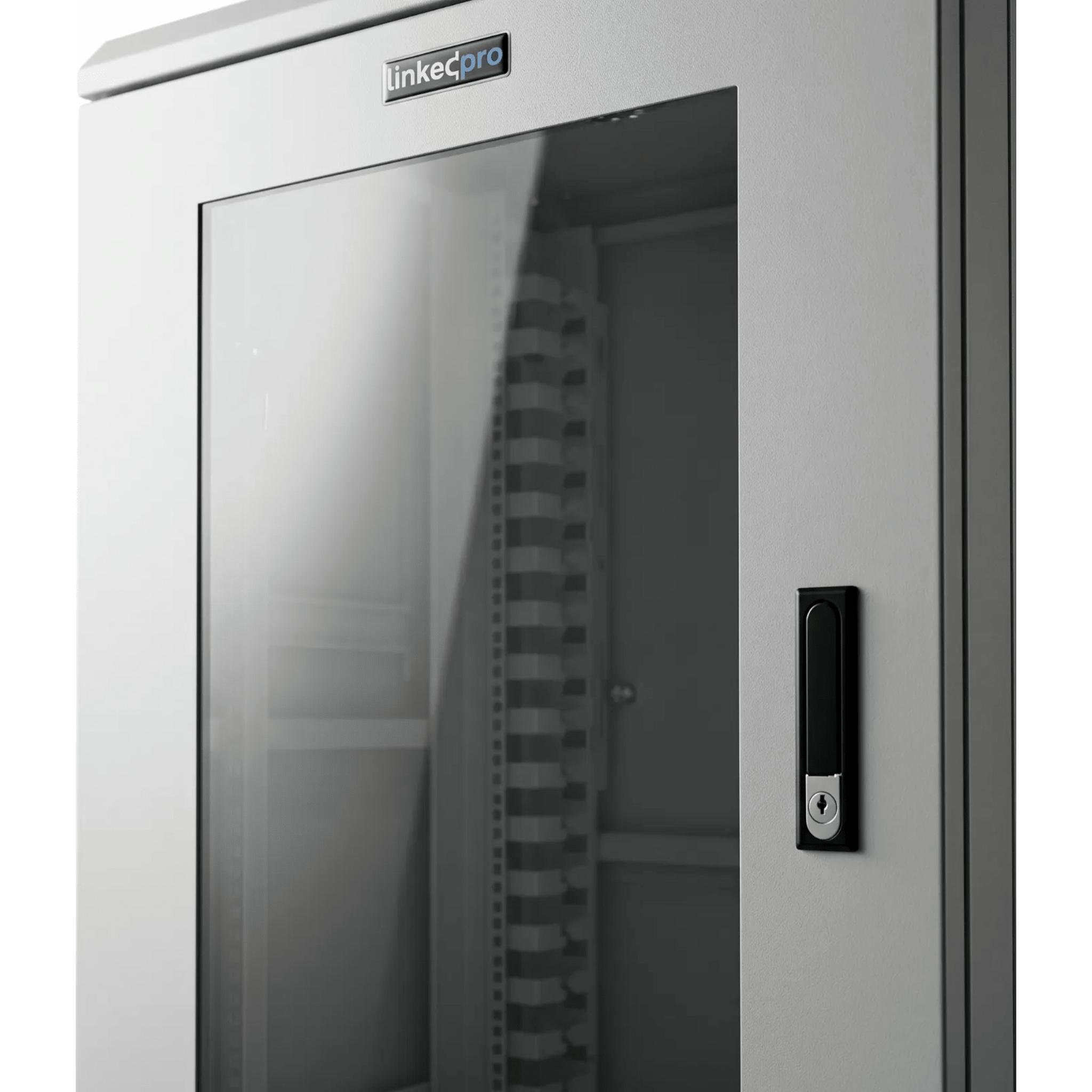 Gabinete Rack 19 Pulgadas / 18 Unidades / Piso / Puerta de Cristal / Acero Calibres 16-18-20 / Capacidad 750 kg (1653.5 lb) / Dimensiones 60 cm (23.6 in) x 93 cm (36.6 in) x 46 cm (18.1 in)