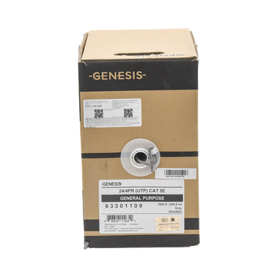 Bobina de Cable de 305 Metros (1000 Pies) UTP Cat5e / Color Gris / UL, CM, Probado a 350 Mhz / Para Aplicaciones de CCTV, Redes de Datos, IP Megapixel, Control RS485