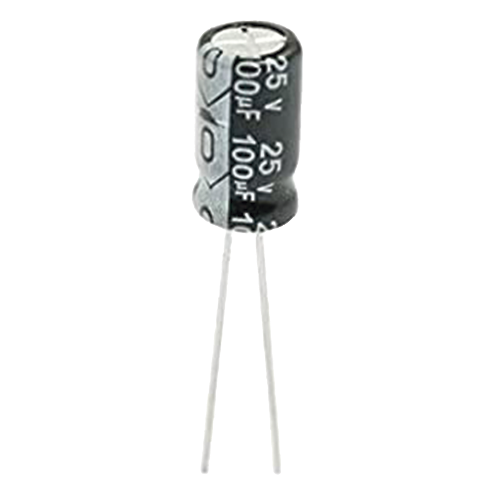 Capacitor Electrolítico de Aluminio, Radial de 100 µFd, 25 Vcc, 105 °C, 6.3 x 11 mm. — SYSCOM · SKU 0100M0025V