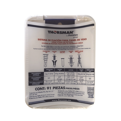 Kit para Sistemas de Fijación en Yeso, Muros Falsos, Tabique hueco, Uso en interiores (91 piezas)