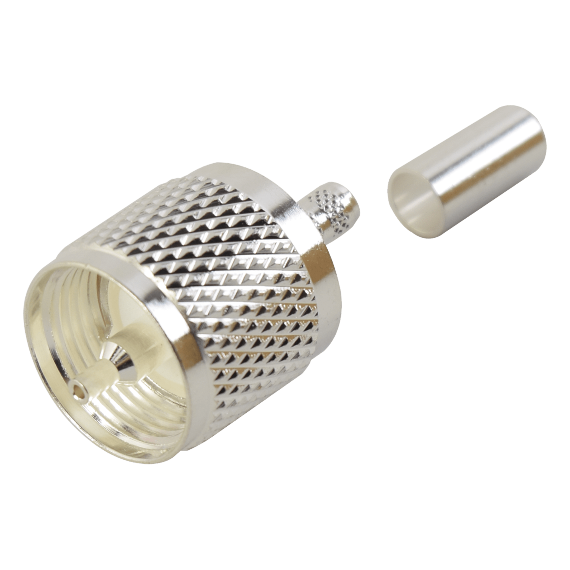 Conector UHF Macho (PL-259) de anillo plegable para cables RG-58/U, RG-142/U. — RF INDUSTRIES,LTD · SKU RFU-505-ST