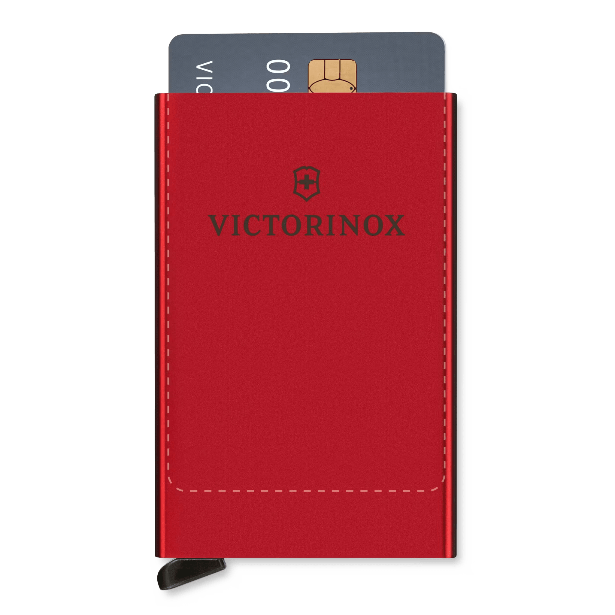 Tarjetero / Almacenamiento Seguro 4-6 Tarjetas / Aluminio Duradero / Protección RFID / Sistema Deslizamiento Patentado / Color Rojo.
