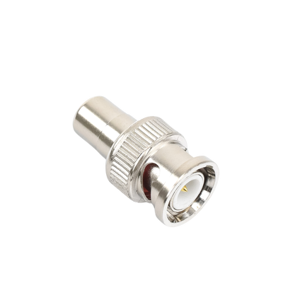 Adaptador en Línea para 75 Ohm, de Conector BNC Macho a RCA Hembra en Aplicaciones de Audio-Video para Cámaras, Monitores y DVR's.