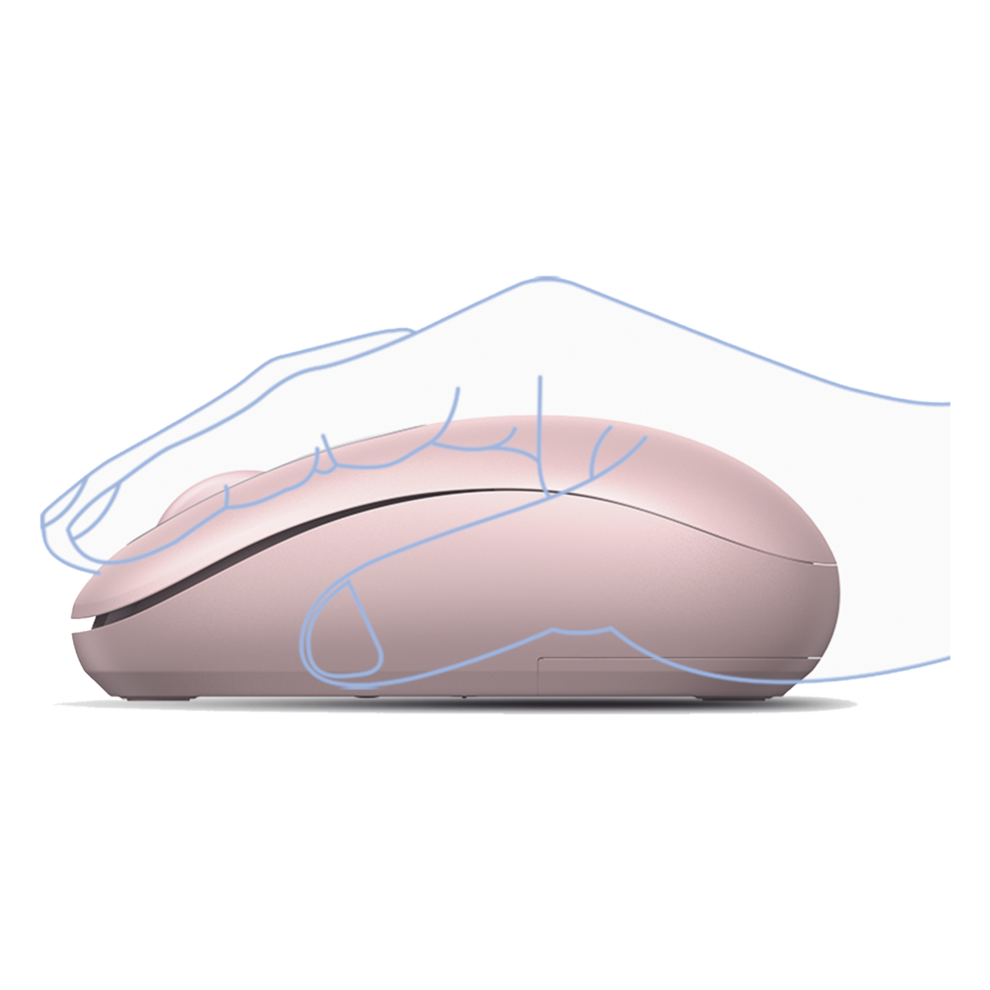 Mouse Inalámbrico 2.4G 800/1200/1600/2400 DPI | Función de 3 botones | Alcance 10m | Silencioso | Ergonómico | Anti-caída y Anti-interferencias | Batería Alcalina AA incluida | Color Dusty Pink.