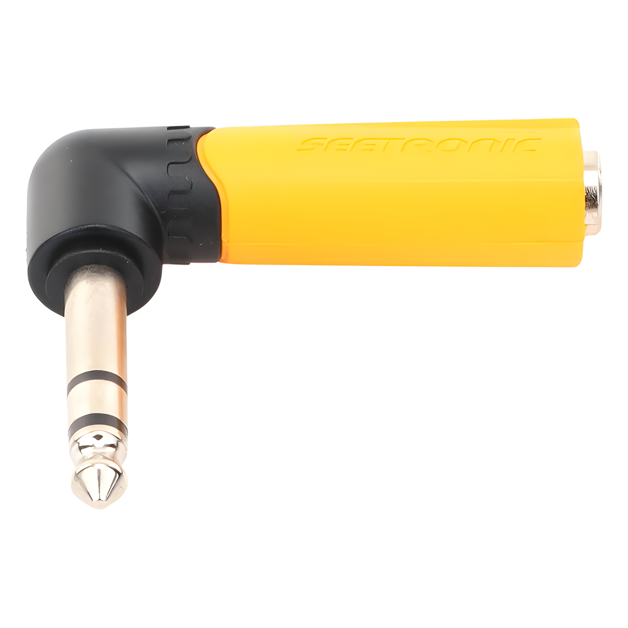 Adaptador de Audio Estéreo / Jack 1/4in a 1/4in / Ángulo Recto / Carcasa Plástica