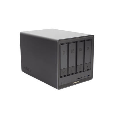 NAS UGREEN NASync DXP4800 Plus / Procesador Intel Pentium Gold 8505 5 Núcleos / 4 Bahías SATA + 2 M.2 NVMe PCIe 4.0 / 8GB DDR5 Expandible a 64GB / 10GbE + 2.5GbE / USB 3.2 Gen 2 Tipo C / HDMI 4K / Sistema Almacenamiento Conectado Red