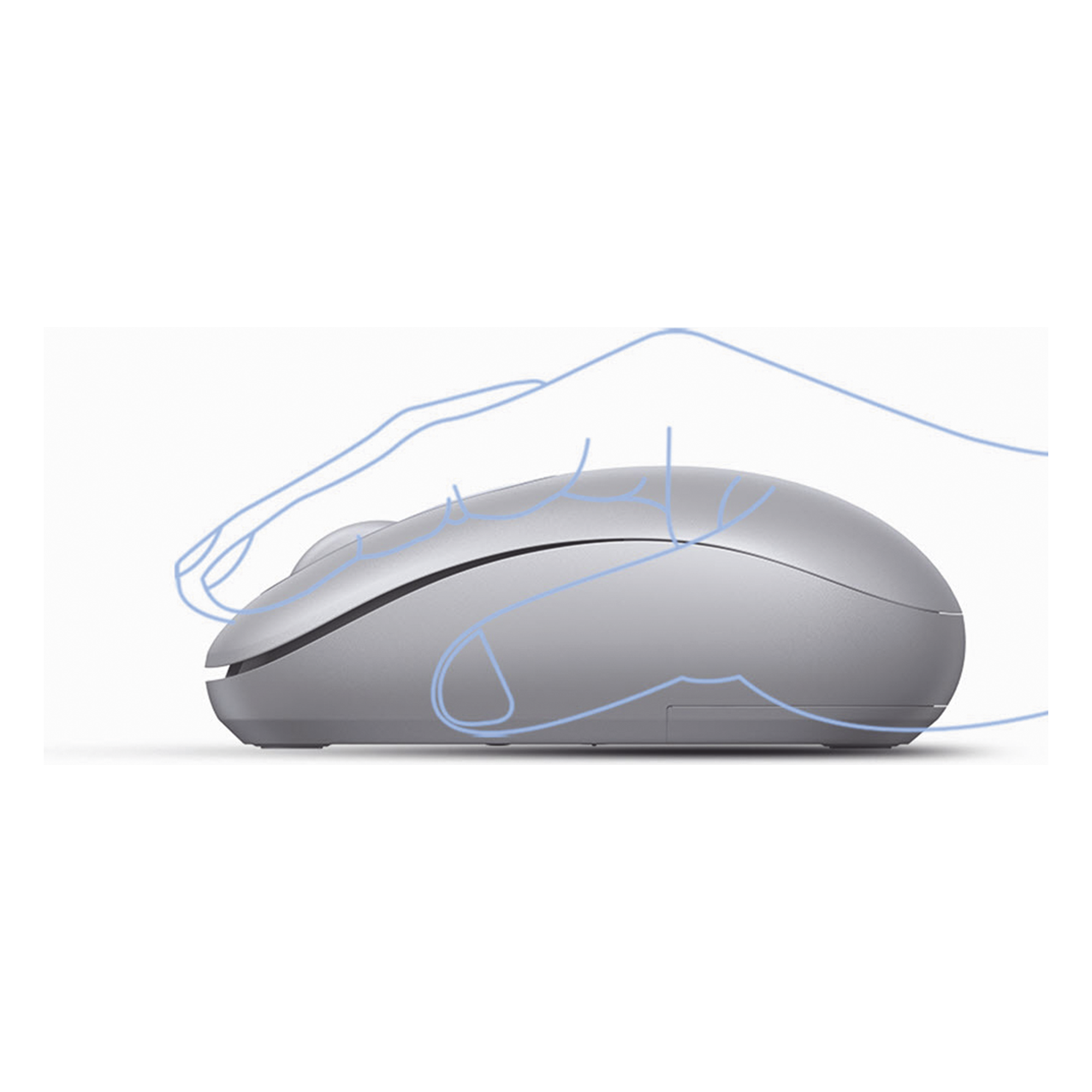 Mouse Inalámbrico 2.4G 800/1200/1600/2400 DPI | Función de 3 botones | Alcance 10m | Silencioso | Ergonómico | Anti-caída y Anti-interferencias | Batería Alcalina AA incluida | Color Grey.