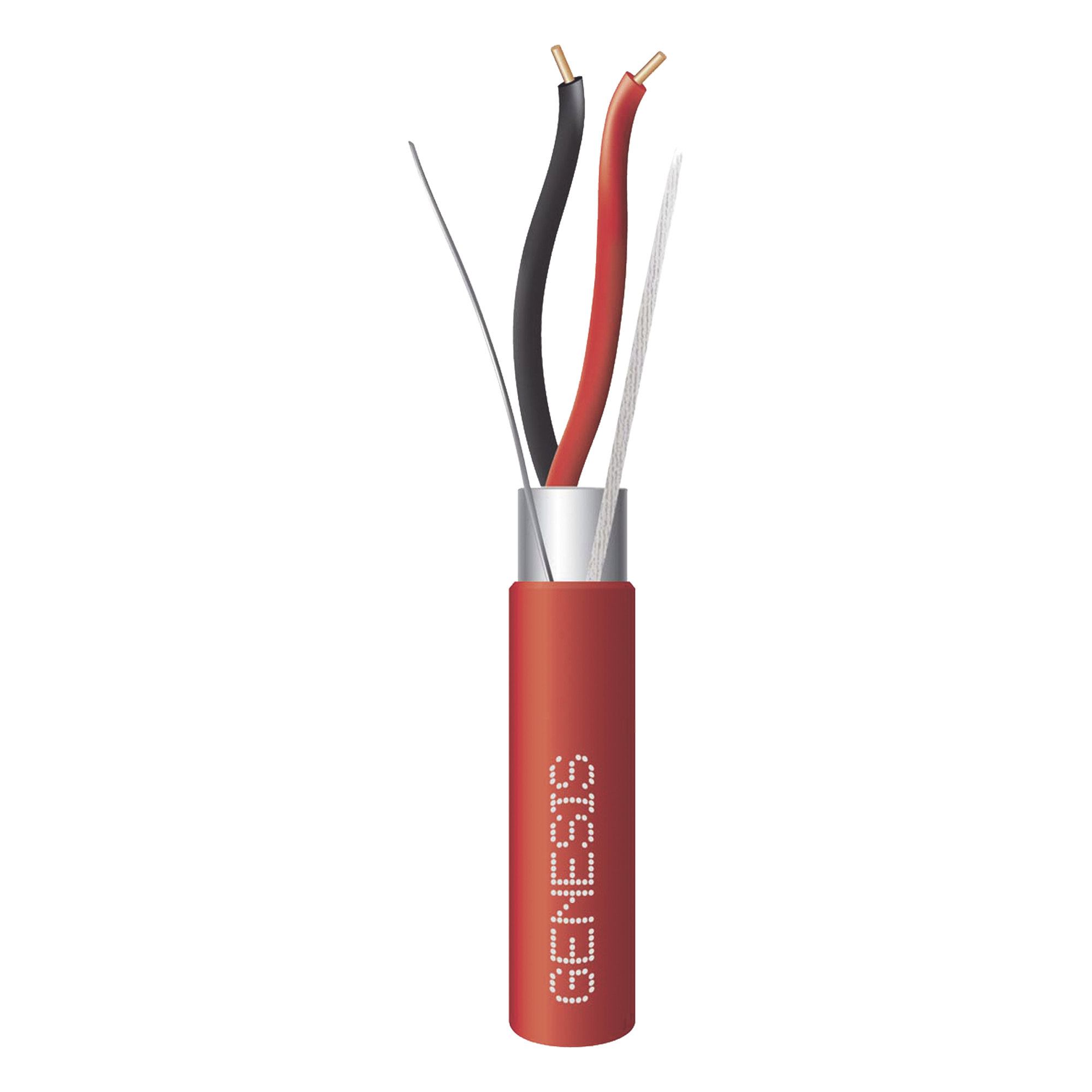 Bobina de 305 Metros (1000 Pies) de Alambre / 2 x 18 AWG / Riser / Blindado / Tipo FPLR / Color Rojo / Para Aplicaciones en Sistemas de Detección de Incendio y Sistemas de Evacuación — GENESIS · SKU 4402-1104