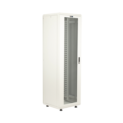 Gabinete Rack 42 Unidades / Piso 19 Pulgadas / Puerta Cristal Templado / Capacidad Carga 1000 Kg / Acero Calibres 16-18-20 / Ventilación Superior / Cerradura Seguridad, Niveladores Incluidos