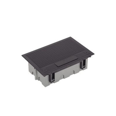 Caja Para Instalación en Pavimento para Voz, Datos o Contactos Eléctricos / Capacidad para 4 Módulos / Espacio Embellecedor en la Tapa / Profundidad Ajustable de 70 a 100 mm (2.76 a 3.94 pulgadas) / Los Módulos se Adquieren Aparte / Incluye Registro