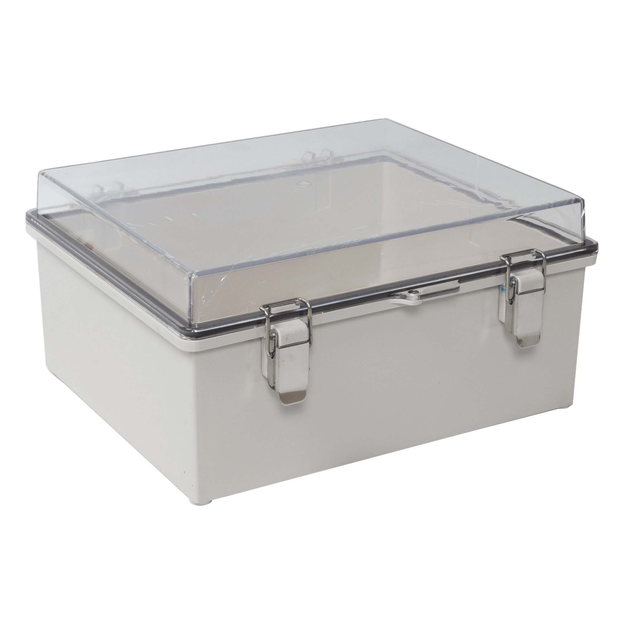 Gabinete Plástico ABS, Puerta Transparente, Uso en Intemperie IP66 (170 x 220 x 110 mm) Cierre por Broches Inoxidables y Permite Cerrado por Candado y Llave (Perno 5mm) No Incluido — PRECISION · SKU PST-1722-11ET