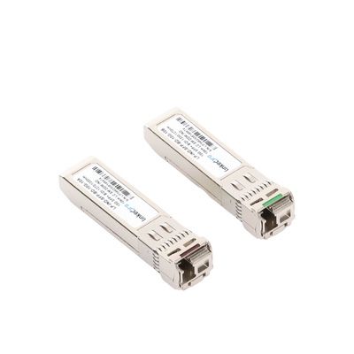 Transceptores Ópticos Industriales Bidireccionales SFP+ (Mini-Gbic) / Monomodo 1270 & 1330 nm / 10 Gbps / 10GBASE / Conector LC/UPC Simplex / DDM / Hasta 10 km / 2 Piezas