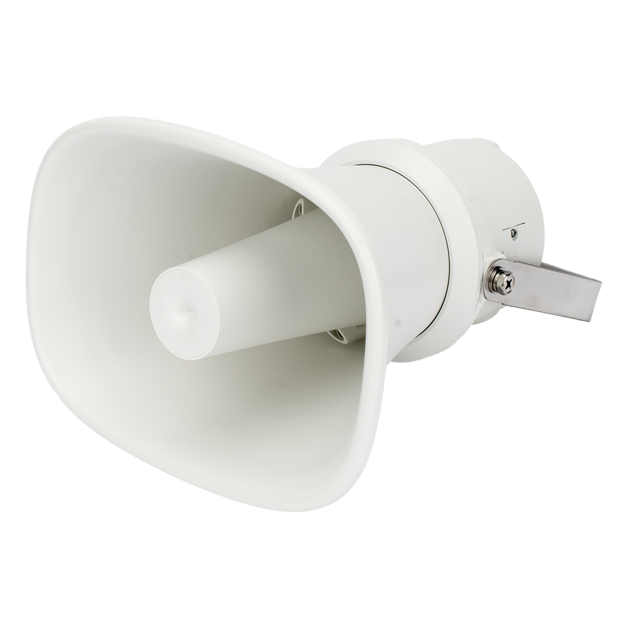 Bocina (Altavoz IP ) | Tipo Trompeta | 25 Watts | No requiere amplificador | 24VCD | Exterior IP67 | Metal | Entrada de alarma | Voceo en tiempo real | Calendarización de audios | Síntesis de Voz (TTS) — HIKVISION · SKU DS-QAZ1325G1T(C)