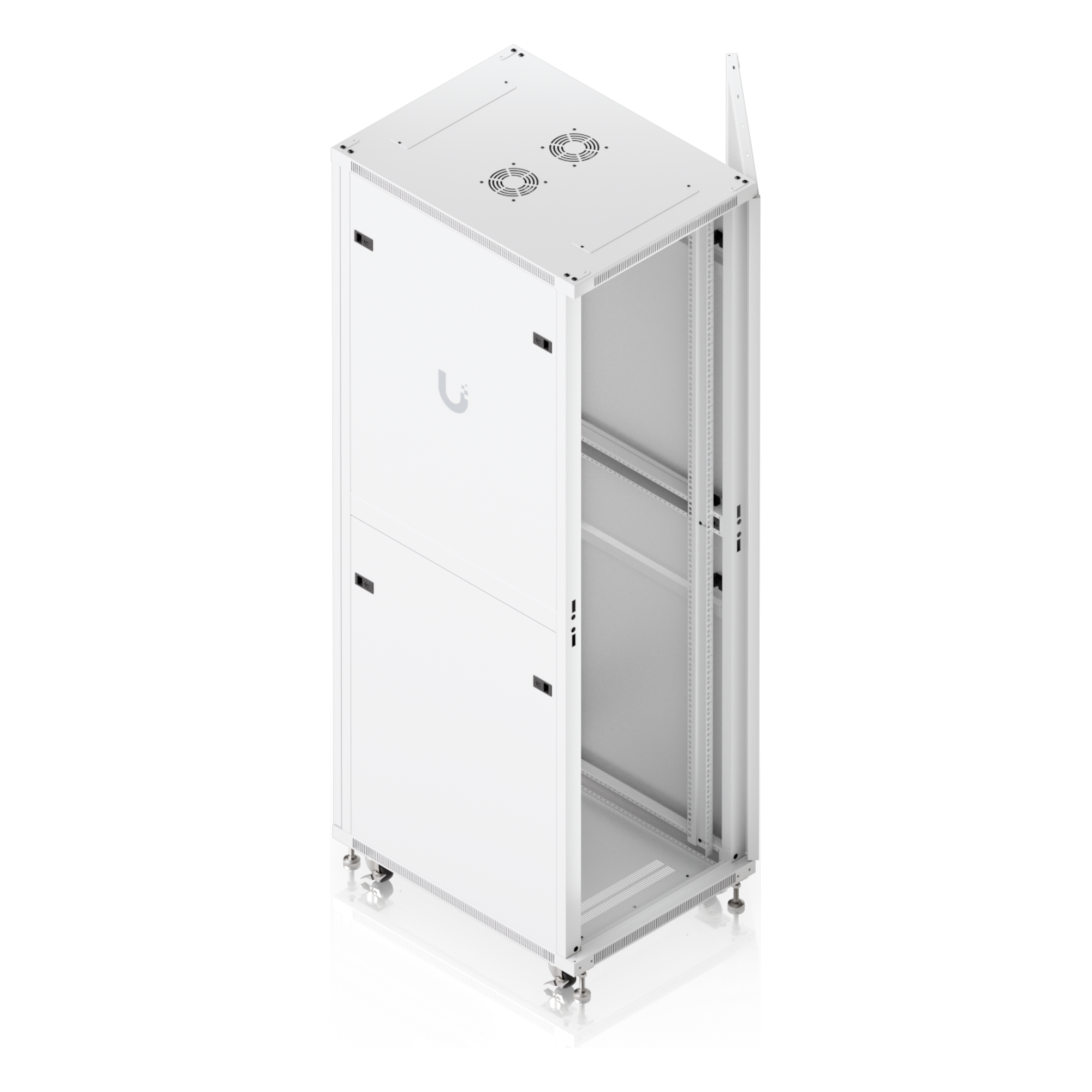 Gabinete Rack de Piso / 42U / 600 × 800 mm (23.6 x 31.5') / Carga 800 kg (1,763.7 lb) / Puerta Perforada / Ventiladores Integrados / Ruedas con Seguro
