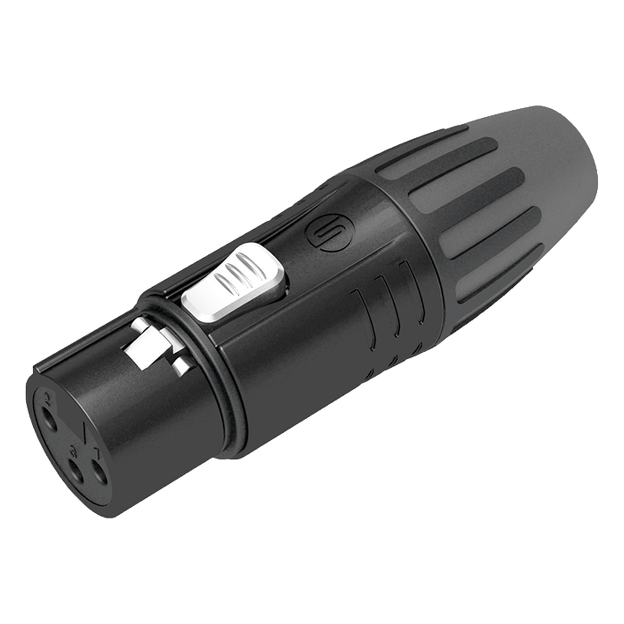 Conector XLR hembra | Carcasa Enchapada en Negro | Contactos Enchapados en Plata | — SEETRONIC · SKU SCMF3-B