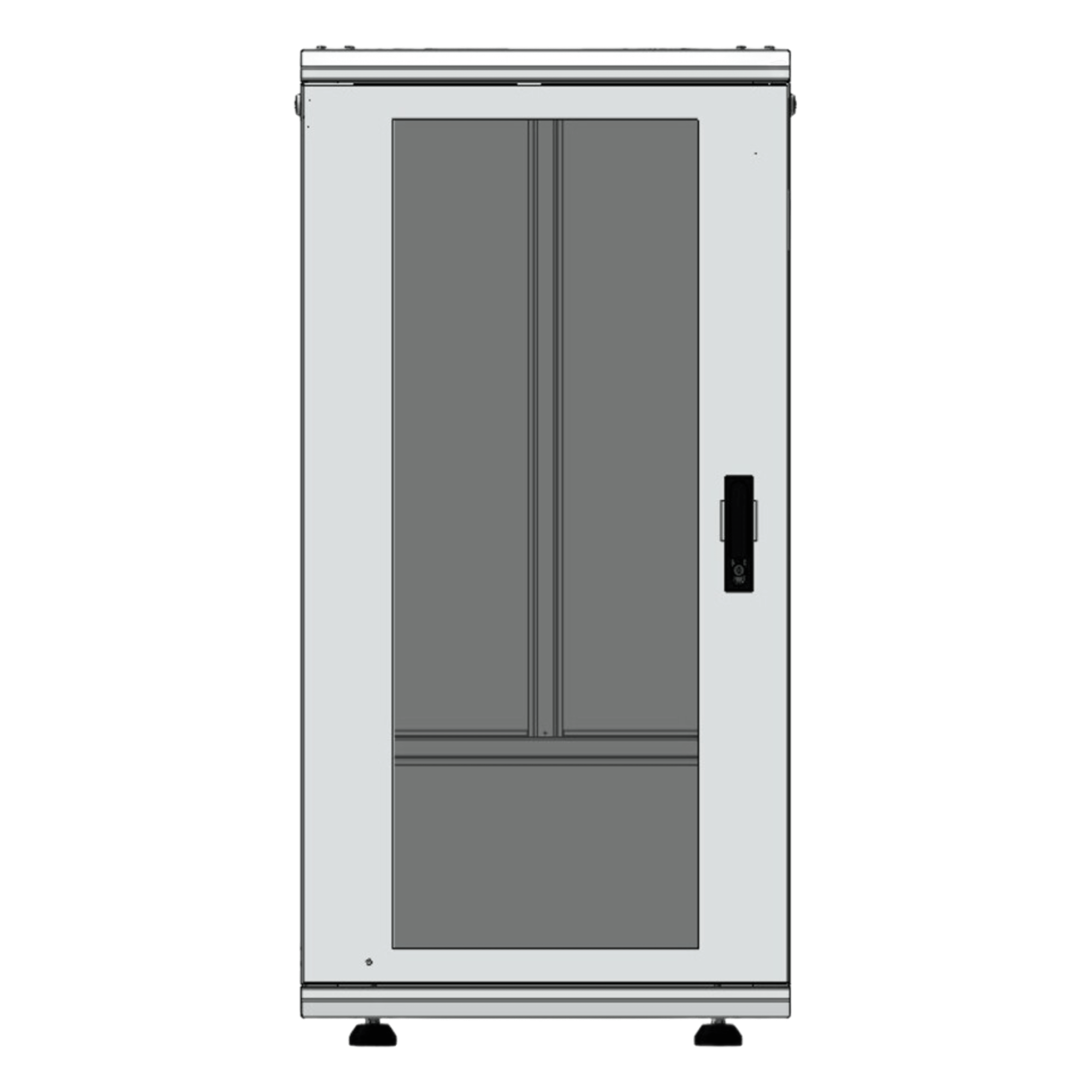 Gabinete Rack 24 Unidades / 19 Pulgadas / Puerta de Cristal / Piso / Acero Calibres 16-18-20 / 750 Kg Carga / 600x605x1190 mm (23.6x23.8x46.9 in) / Vidrio con Cerradura, Niveladores Incluidos — LINKEDPRO · SKU LES-60-60-24UGW