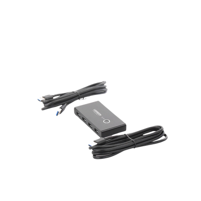 Conmutador USB para Compartir 4 Puertos USB 3.0 a 2 PC Ìs | Cambio Mediante Botón | Incluye Dos Cables USB de 1.5 m | ABS | Permite que 2 Usuarios Compartan 4 Dispositivos Periféricos USB3.0, como una impresora, un escáner, etc.