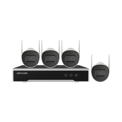 Kit IP Inalámbrico 1080p / NVR 4 Canales / 4 Cámaras Bala para Exterior / 1 HDD de 1 TB / Modo Repetidor — HIKVISION · SKU NK42W0H-1T(E)