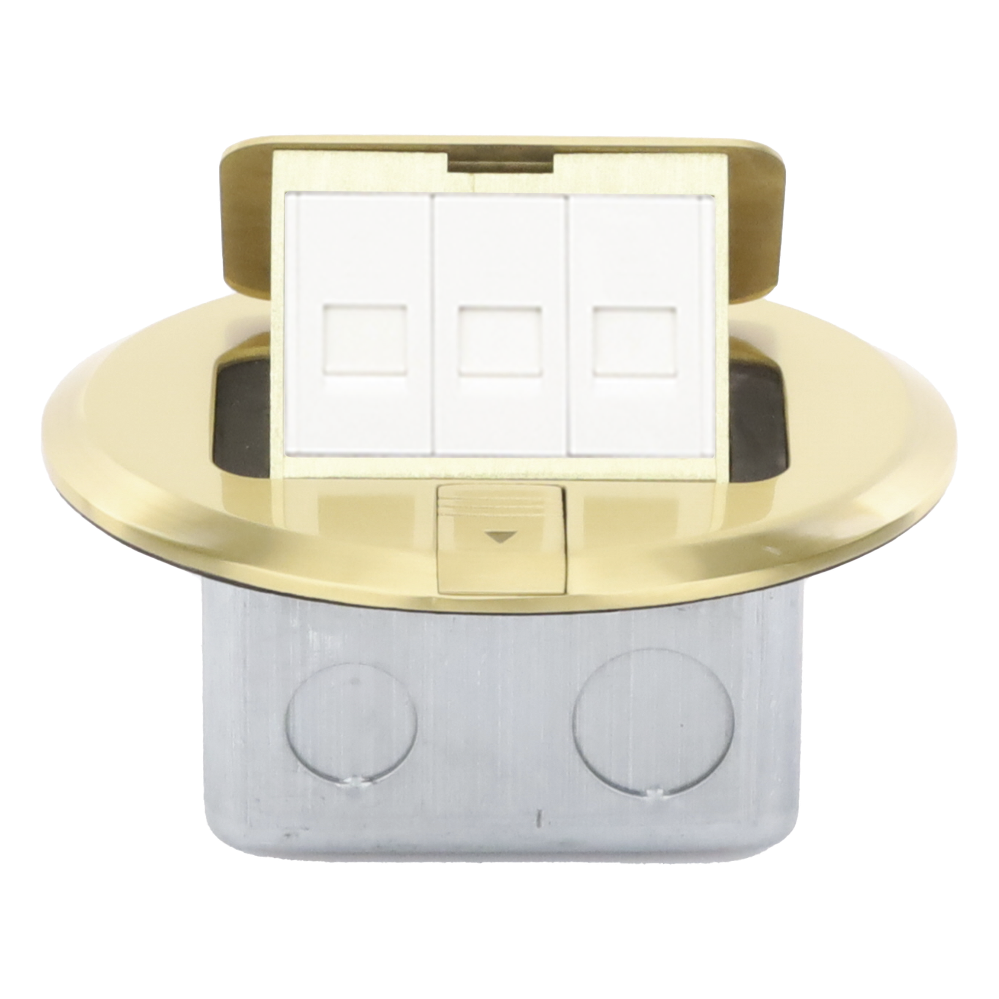 Mini Caja de Piso Redonda / Bronce / 3 Puertos / 0.829 kg / Voz y Datos / Keystone