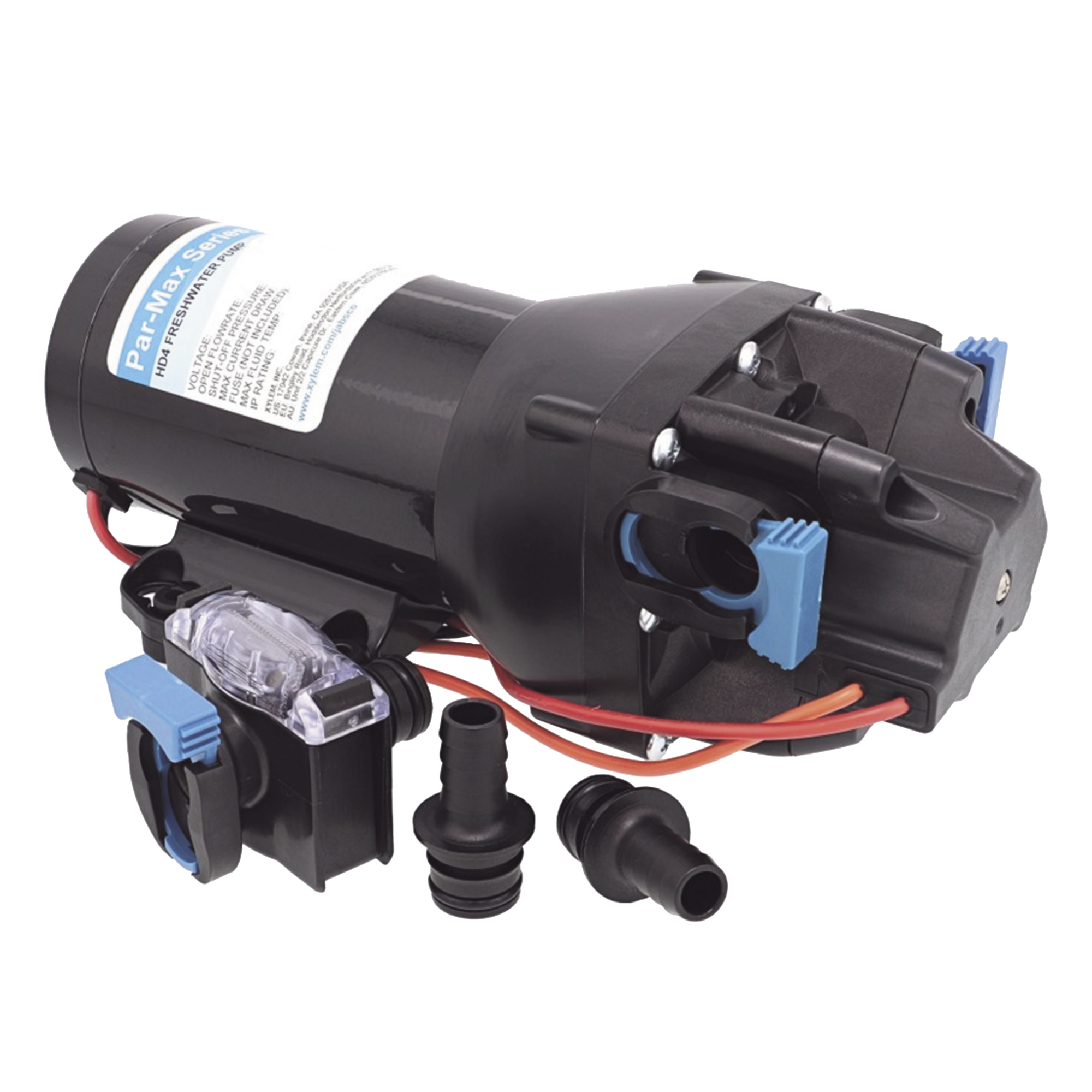 Bomba controlada por presión Par Max HD 4' a 12 Vca, alta presión 40 psi 15 lpm / 4 gpm — JABSCO · SKU Q401J-115S-3A
