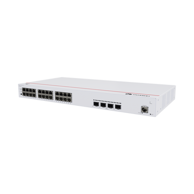 Switch de Acceso eKit Administrable / Capa 2 / 24 Puertos PoE+ Gigabit + 4 Puertos SFP+/SFP + Puerto de Consola / Poe Perpetuo / Presupuesto PoE 400 W / Sin Licenciamiento