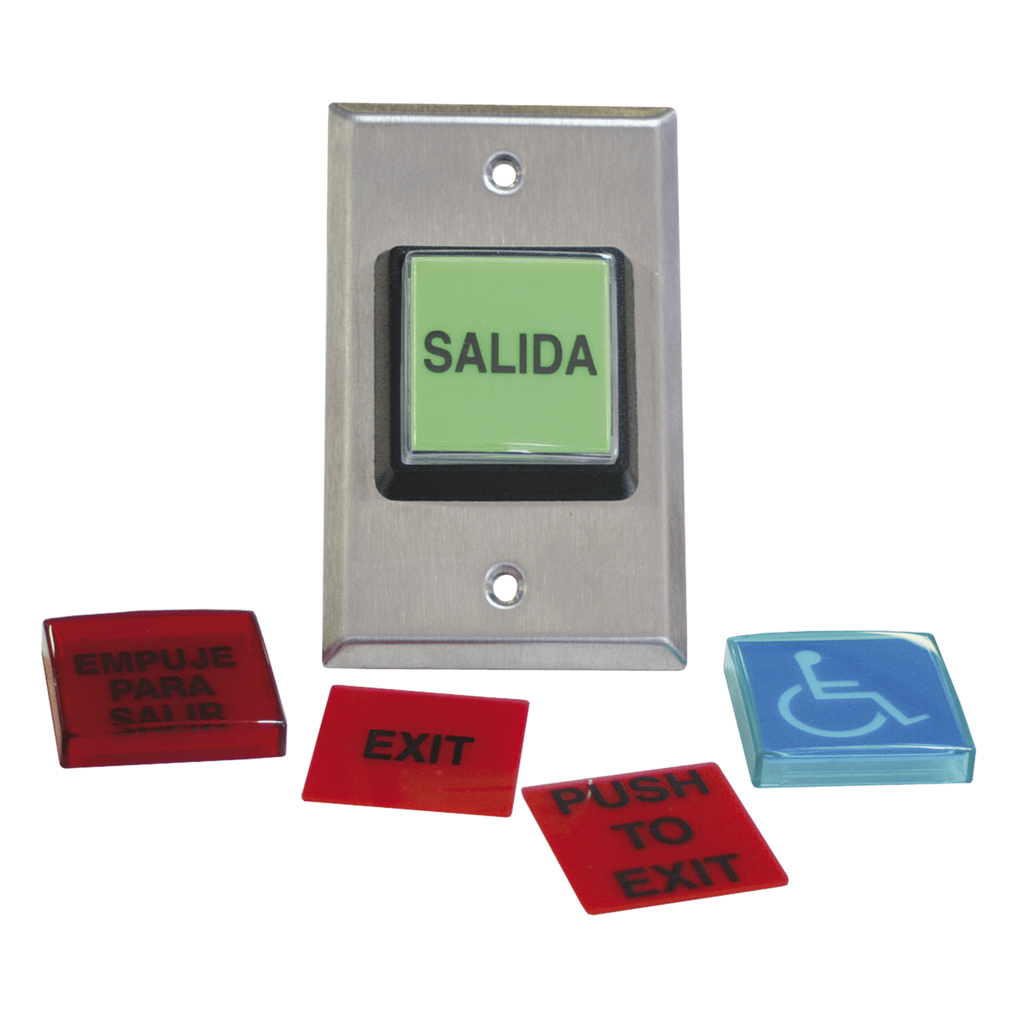 Botón de Salida / MÚLTIPLES Placas/ Luz LED /2 Años Garantia — RCI - DORMAKABA · SKU 972LESMO
