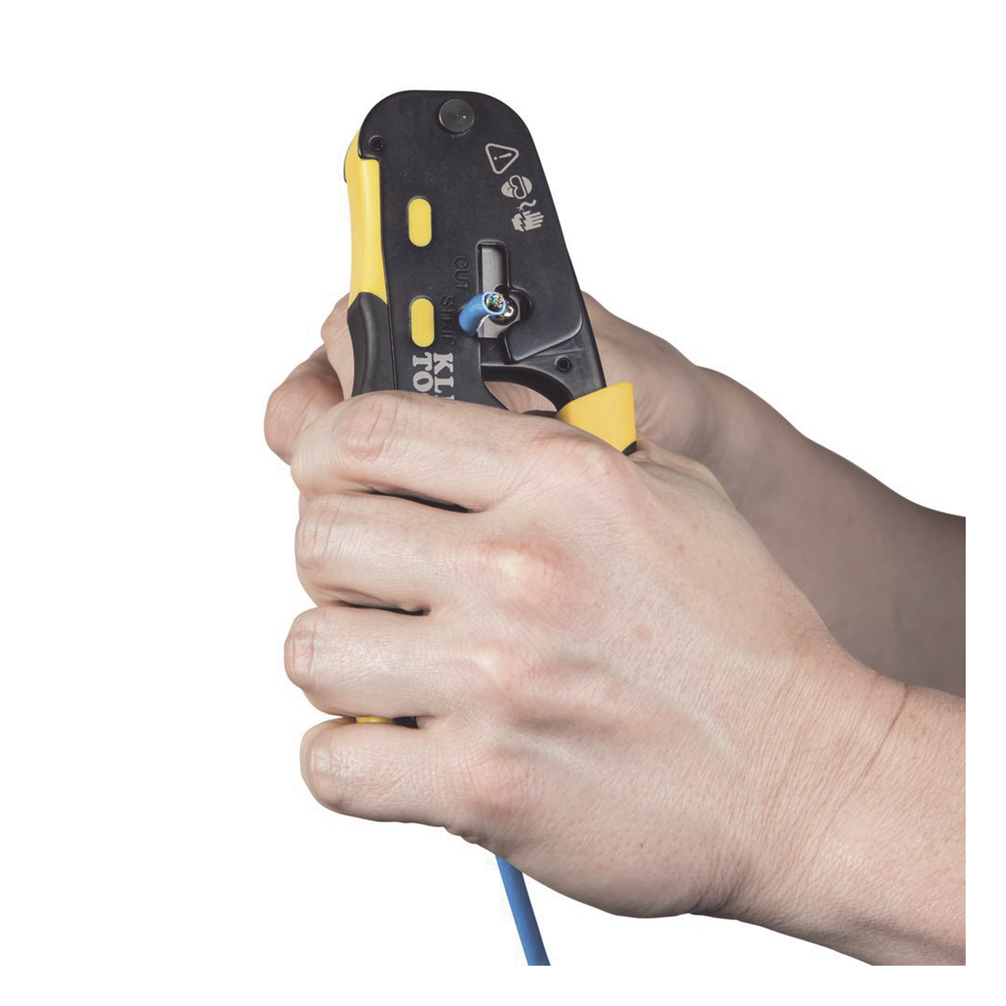 Ponchadora/Pelacables/Cortacables con Matraca para Conectores Pass-Thru RJ45 y Conectores Estándar RJ11/RJ12.