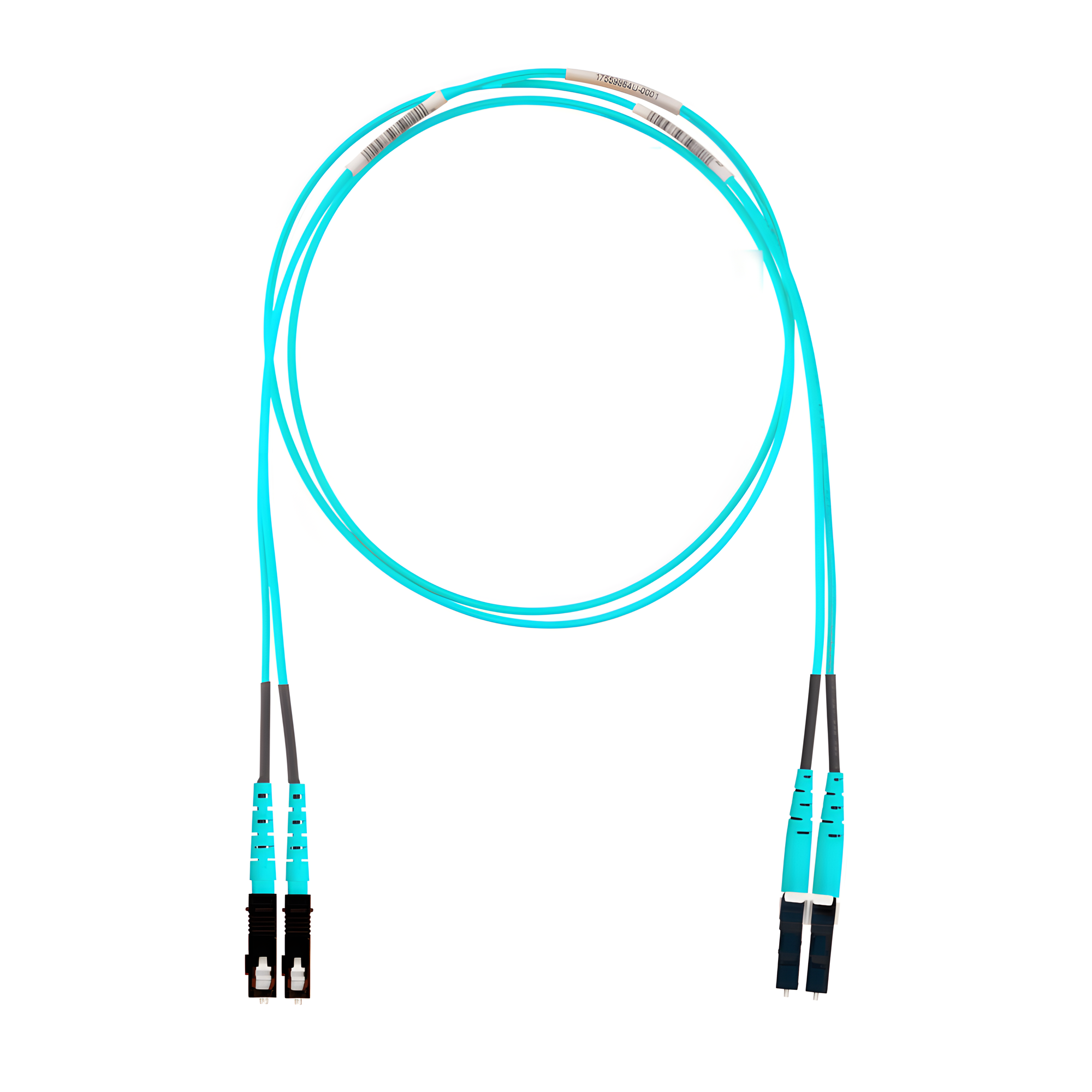 Jumper de Fibra Optica Multimodo 50/125 OM3, LC-SC Duplex, OFNR (Riser), Color Aqua, 15 Metros (49.21 Pies) — PANDUIT · SKU FX2ERLNSNSNM015