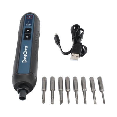 Destornillador Inalámbrico Recargable 4V / Batería 2.0Ah / Par Máximo 5.0 Nm / Portabrocas Hexagonal 1/4 in / 8 Puntas Magnéticas con Estuche