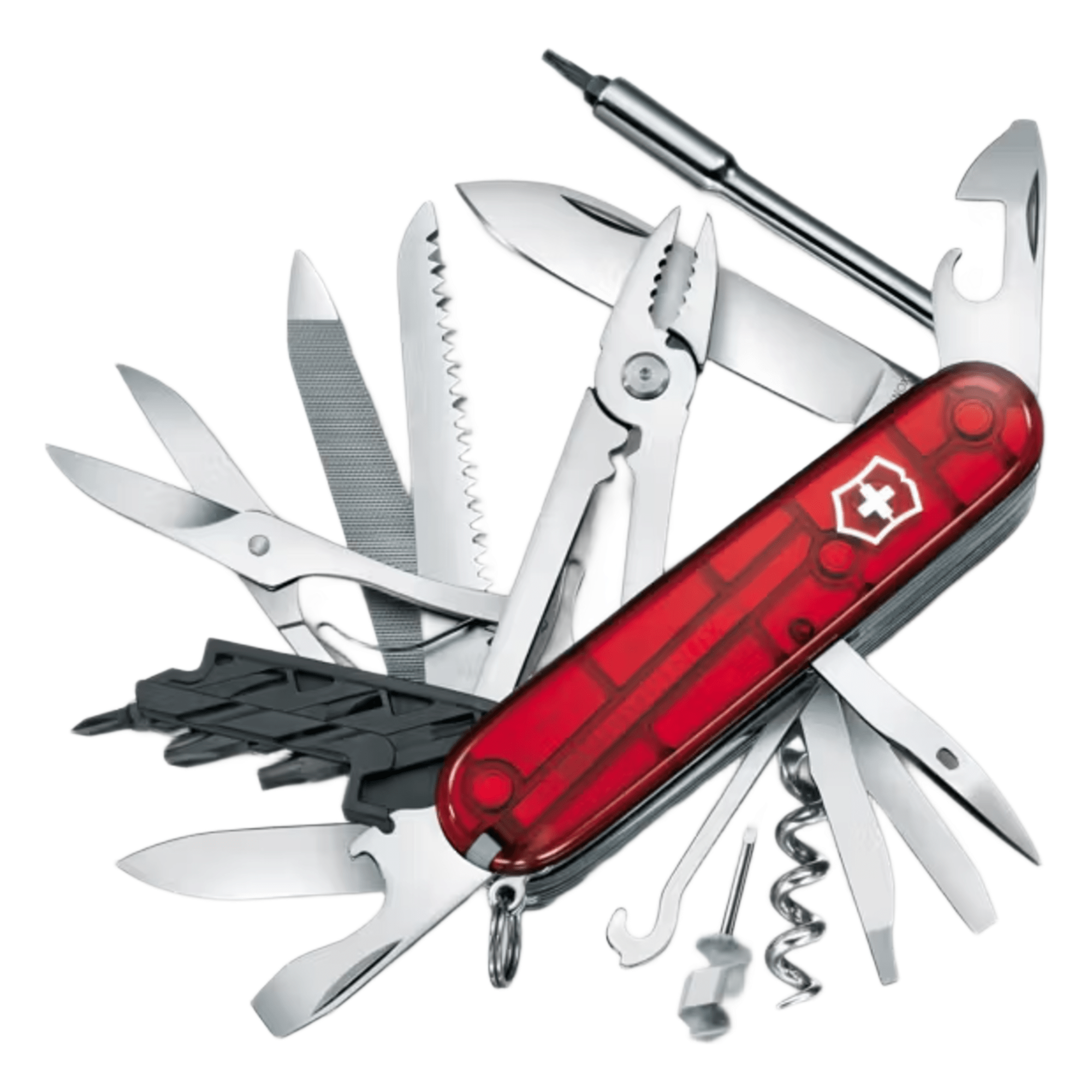 Navaja Multifunción Cyber Tool L / 39 Herramientas Profesionales / Para Técnicos Digitales / Llave Tuercas Tecnológica / Dados Hexagonales D-SUB / Set Bits Phillips-Torx-Hex / ABS-Cellidor Rojo / Fabricación Suiza — VICTORINOX · SKU 1.7775.T
