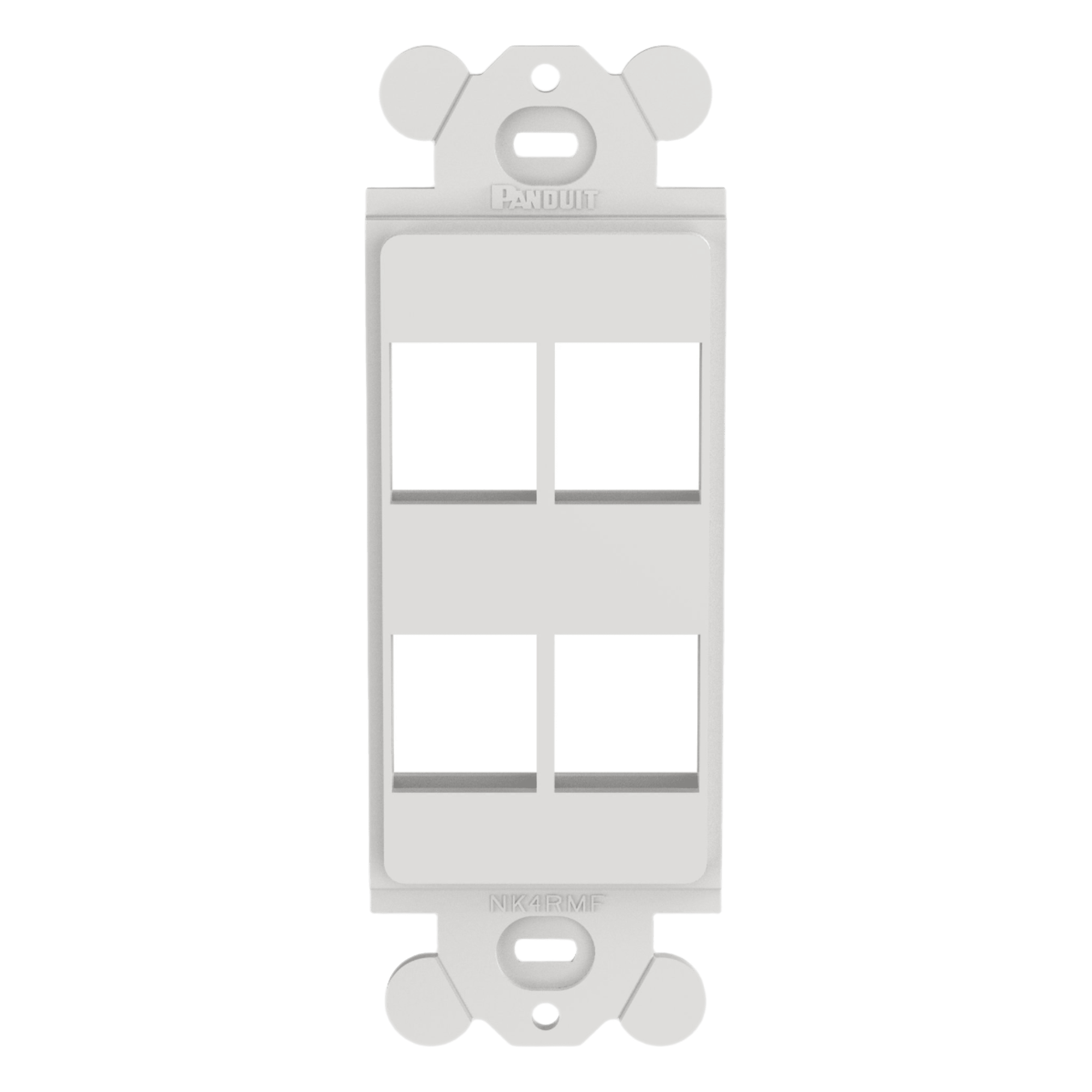Marco de Módulo Dúplex, Para Placas Frontales Estándar GFCI, Acepta 4 Módulos Keystone, Color Blanco — PANDUIT · SKU NK4RMFWH