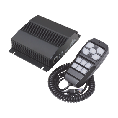 Sirena Vehicular de 100W de Potencia, Incluye Controlador Unimando Para Control de Tonos, 4 Salidas Auxiliares y Microfono