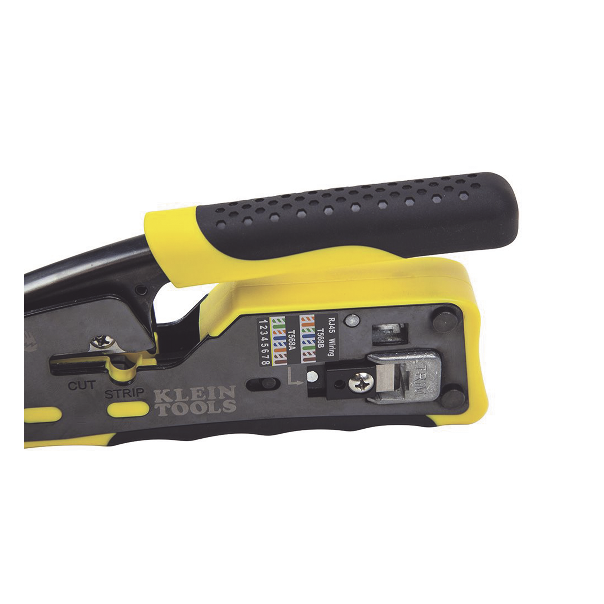 Ponchadora/Pelacables/Cortacables con Matraca para Conectores Pass-Thru RJ45 y Conectores Estándar RJ11/RJ12.