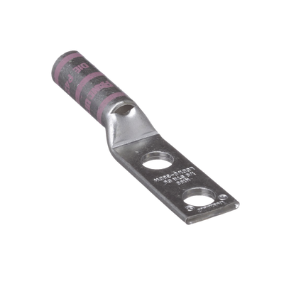 Zapata de compresión LCC1/0-38DW-X para cal. 1/0 Awg, Doble barreno para tornillo prisionero de 3/8, 1 Pz