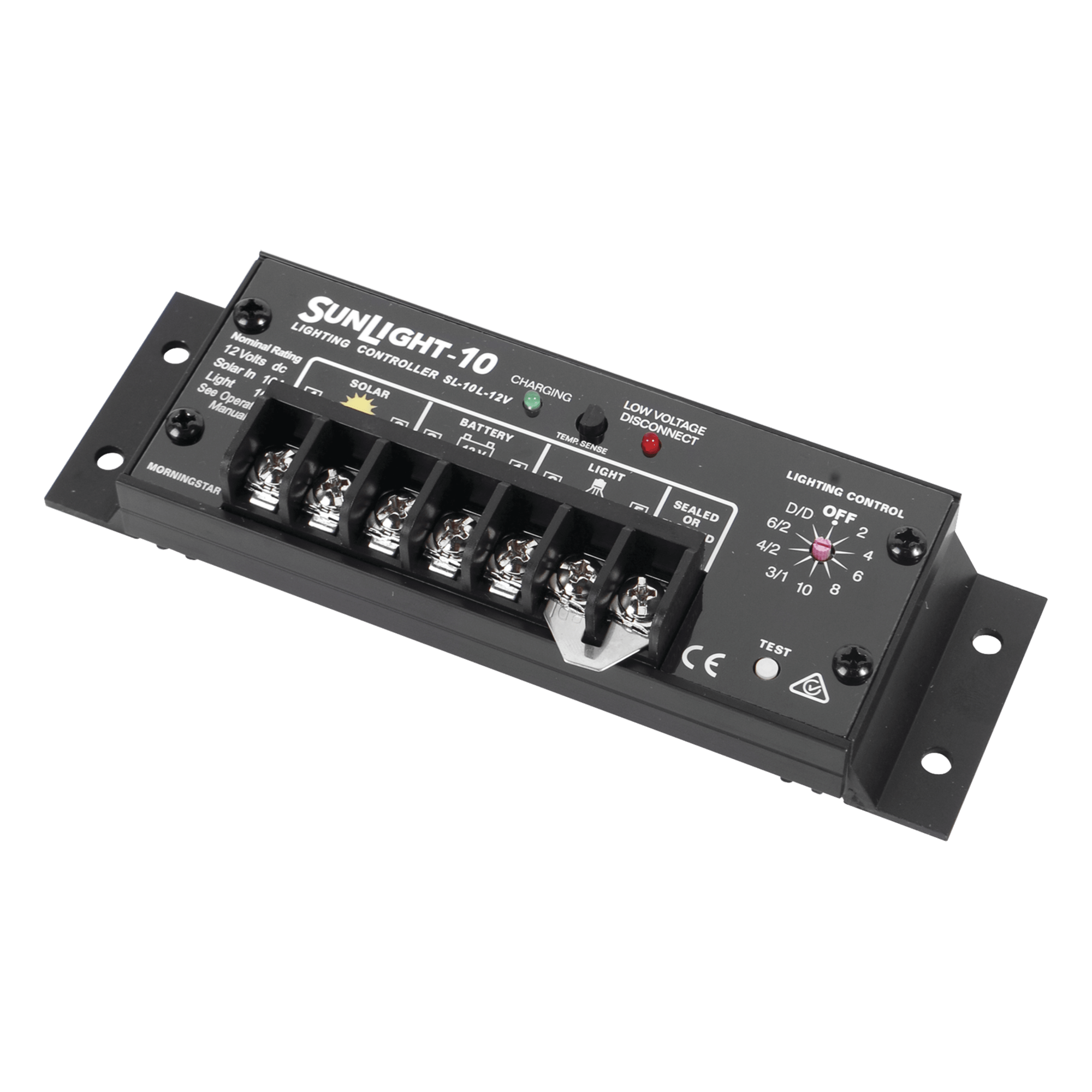 Controlador Solar para Iluminación de Luz Mercurial, Estaciones de Autobús y Señalamientos 20 A, 12 Vcc. — MORNINGSTAR · SKU SL-20L-12V