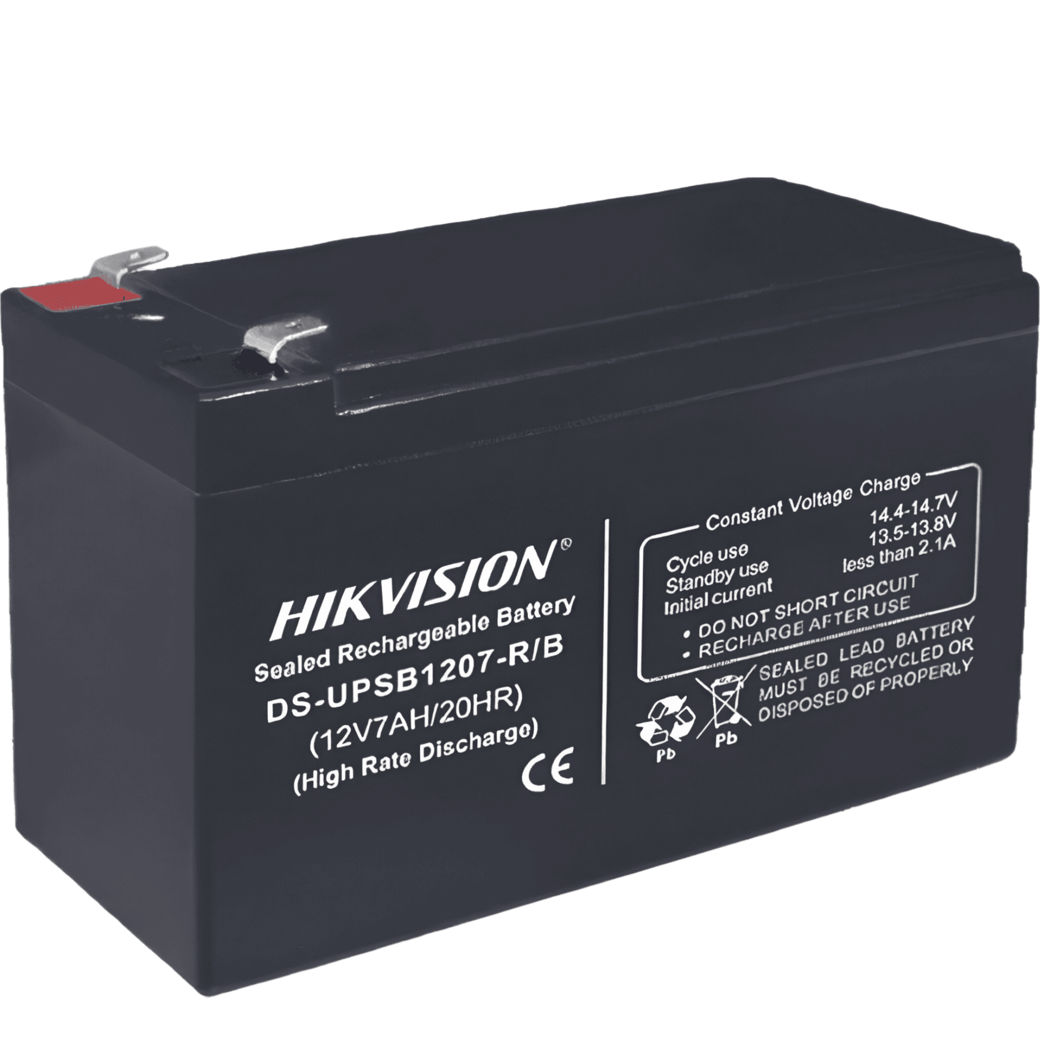 Bateria de Plomo Ácido / 12 VCD / 7 Amp / Ideal para UPS, EPS y Uso General / Certificación CE / Paquete de 5 Piezas — HIKVISION · SKU DS-UPSB1207-R/B(5PCS)