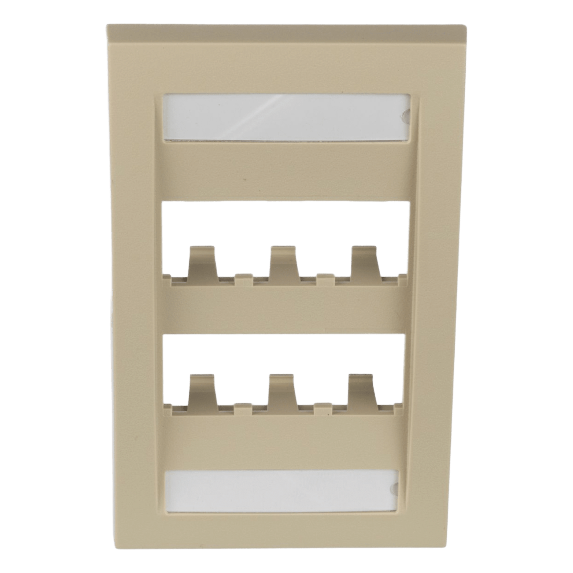 Placa de Pared Vertical Ejecutiva, Salida Para 6 Puertos Mini-Com, Con Espacios Para Etiquetas, Color Marfil — PANDUIT · SKU CFPE6EIY