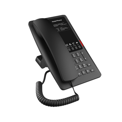 Teléfono IP Hotelero / 2 Líneas SIP / 5 Teclas Programables / Puerto USB-A de Carga / PoE 802.3af / Ethernet 10/100 / Audio HD Manos Libres